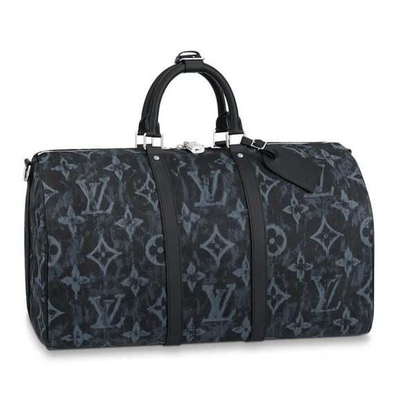 Louis Vuitton Keepall Bandouliere 50 Pastel Noir Black Duffle Weekend Travel Bag - Picture 1 of 11